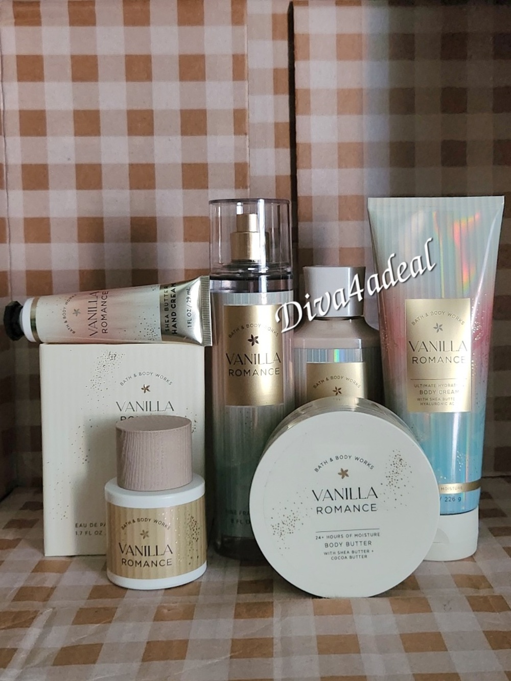 Bath & Body Works VANILLA ROMANCE 3.4 FL OZ EDP 6PC Collection Set Bundle